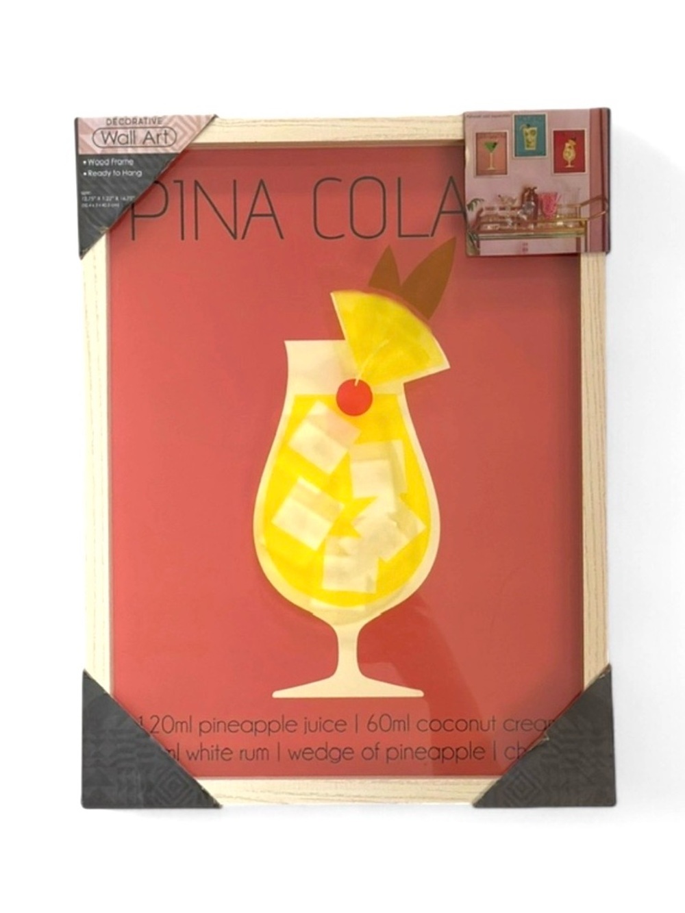 Pina Colada RecipeWood Frame Wall Art (12.75” X 1.22” X 16.75”) [NWT]